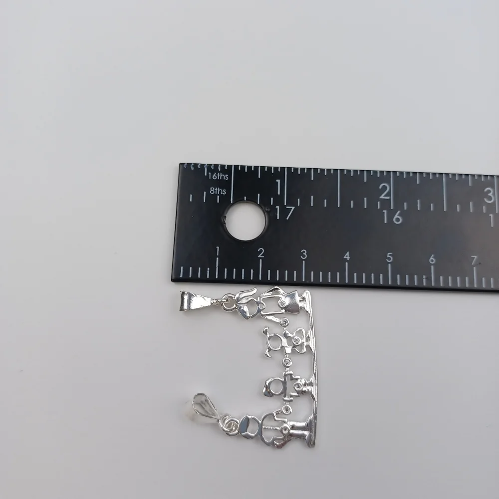 925 sterling silver Family‎ pendant necklace mom dad a boy and a girls